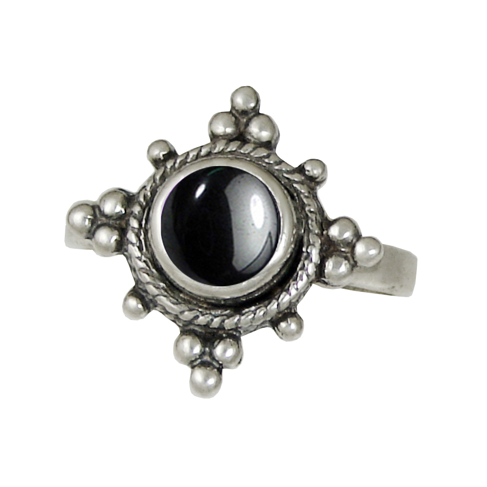 Sterling Silver Gemstone Ring With Hematite Size 5